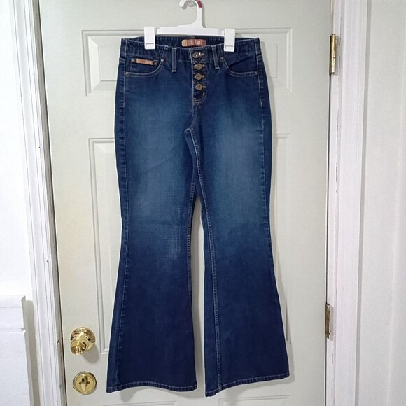 L.E.I Womens Flare Denim Jeans Size 7/8 Made In Mexico - Picture 1 of 9
